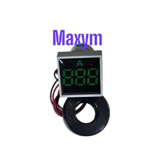 AD101-22AMS/G PILOTO INDICADOR DE AMPERAJE C/BOBINA 100A 22MM CUADRADO VERDE MAXYM