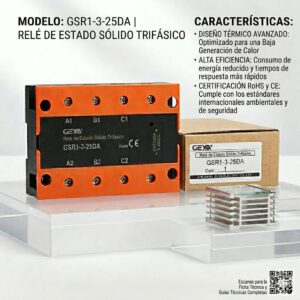 GSR1-3-25DA RELE ESTADO SOLIDO 25A 3-32VDC/24-480VAC 50/60HZ GEYA
