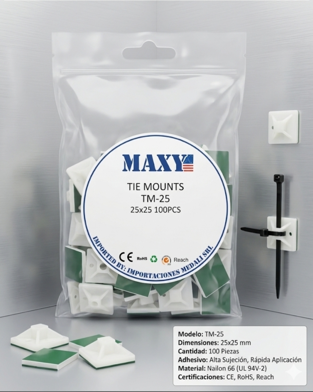 PORTA CINTILLO 25 X 25 BLANCO TM-25 MAX