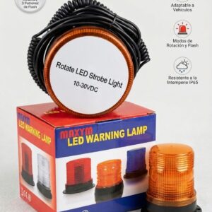 48-Y CIRCULINA ESTROBOCOPICA Y ROTATIVO LED BASE IMANTADO  10-30VDC AMBAR MAXYM