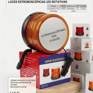 72-Y CIRCULINA ESTROBOSCOPICA Y ROTATIVO LED BASE IMANTADA 10-30VDC AMBAR MAXYM