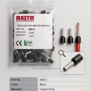 TERMINAL MANGUITO NEGRO     E6012  10AWG  X100  MAXYM