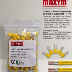 TERMINAL MANGUITO DOBLE AMARILLO  TE-1010  22AWG  X100 MAXYM