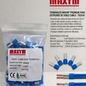TERMINAL MANGUITO DOBLE AZUL TE-2510  14AWG  X100 MAXYM