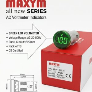 AD22-22DSV PILOTO INDICADOR DE VOLTAJE 22mm 60-500VAC VERDE MAXYM