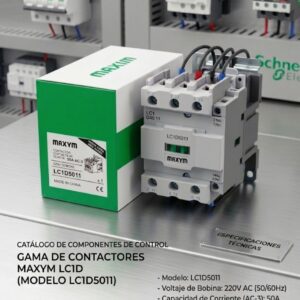 LC1D5011 CONTACTOR TRIFASICO 50A 1NO 1NC 230VAC 50/60HZ MAXYM